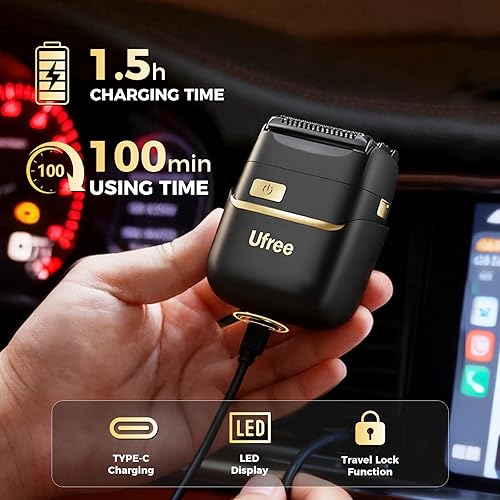 Miniatura 5 de Ufree Afeitadoras de aluminio para hombres, maquinilla de afeitar eléctrica mejorada, afeitadora recargable para hombre con 4 cuchillas flotantes,