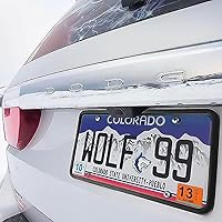 Vista 7 de Marco de matrícula de silicona negra con agujeros de drenaje, soporte universal para matrícula de automóvil de EE. UU. Resistente al óxido, a prueba