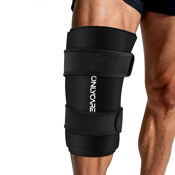 Knee Ice Pack, ONLYCARE Soothing Knee Compression Sleeve for Injuries, Upgraded Gel Cold Wrap, Hot & Cold Therapy, Reusable for Meniscus, Arthritis, ACL, MCL Pain Relief, Injury Recovery (M)