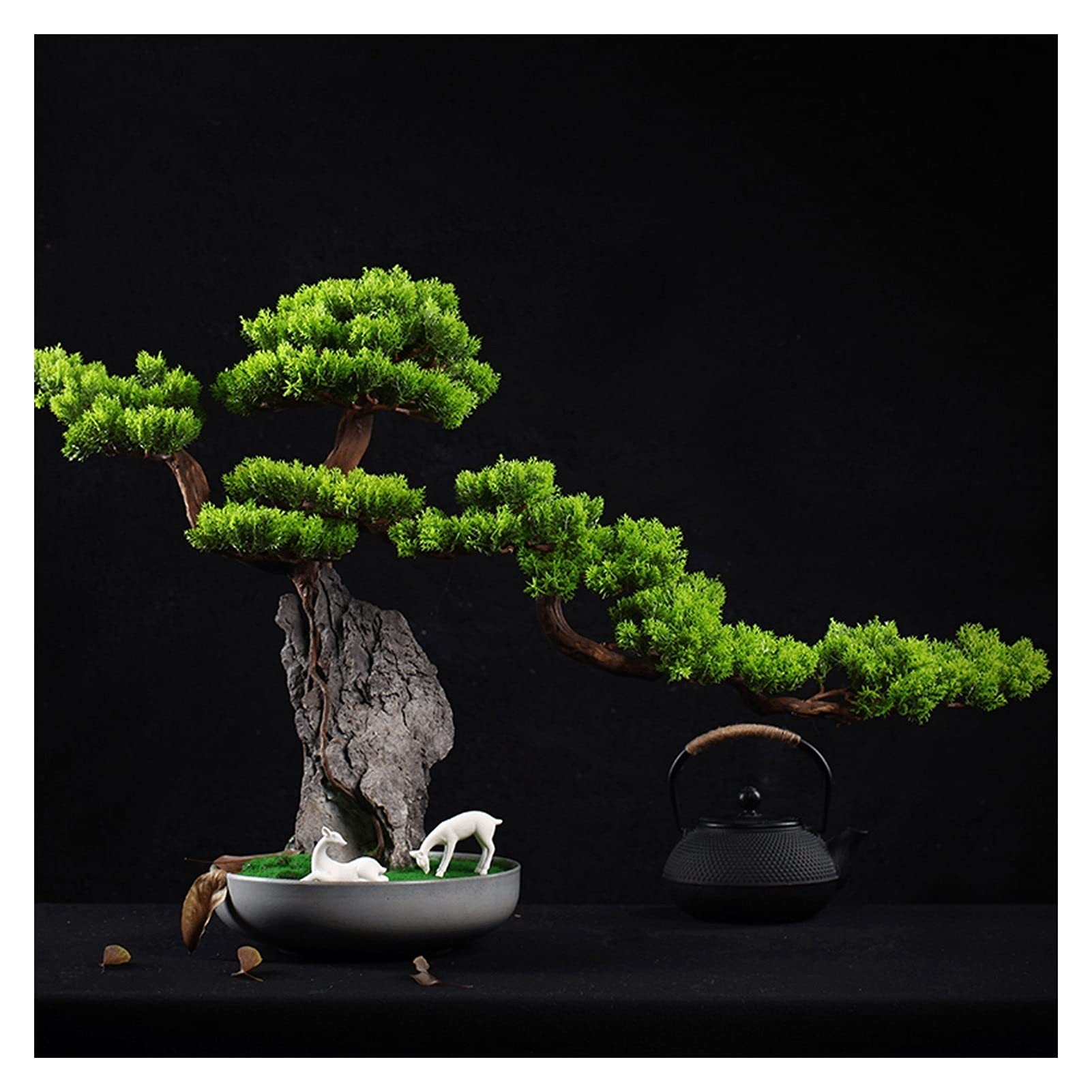 Faux Plante Décoration Pin d'accueil Artificiel 21 Pouces, Faux Cypress Bonsai, utilisé pour la décoration de Micro-Paysage dans Le Bureau d'entrée Artificielle Maison Plantes