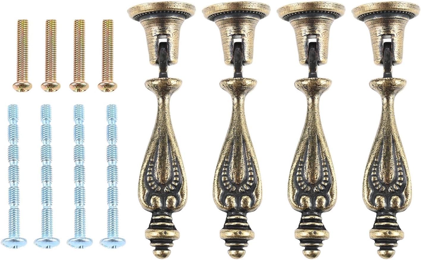dophee 4Pcs Antique Bronze Decorative Single Hole Drop Handle Metal Pendant Pulls with Screws for Drawer Cabinet Wardrobes Dressers Wooden Box Case, 70.5x21.3mm/2.78"x0.84"
