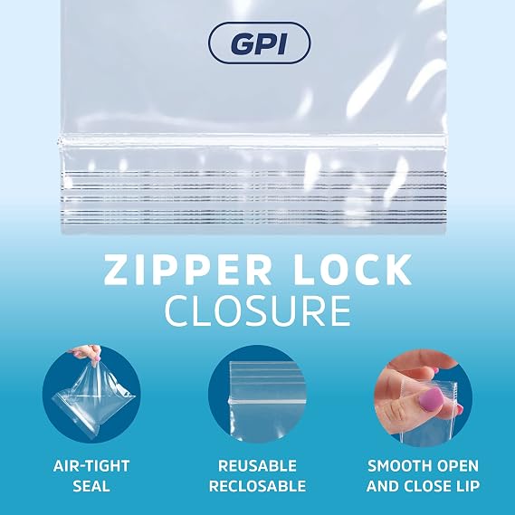 2 x 3 Small Zip Bags, 100 Pack, Clear Plastic Reclosable Poly Baggies, 2 mil with Resealable Zip Top Lock for Storage & Packaging Jewelry, Pills, Meds, Candy, Beads & Seeds. GPI