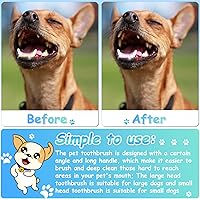 Vista 4 de Honeydak Cepillo de dientes para perros, cepillos dentales de doble cabeza, kit de cepillado de dientes para perros, cepillo de dientes de mango