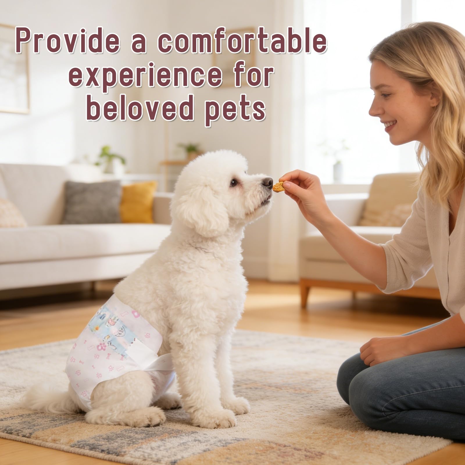 Pañales para perras, tamaño mediano, 80 unidades, pañales desechables para perritos, pañales para cachorros y gatos, súper absorbentes, aptos para perras en calor o incontinencia