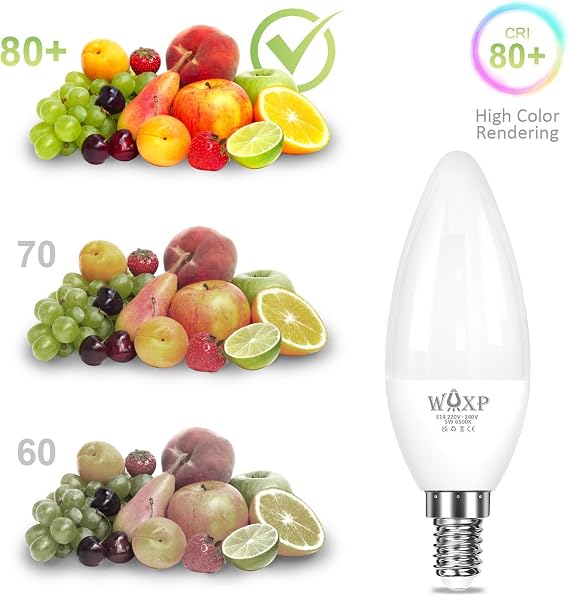 WAXP E14 Led Light Bulb Cool White, 40W Equivalent, 500 Lumen 5W Small Screw Light Bulbs, 6500K SES LED Candle Lightbulbs, Non-dimmable, Pack of 6 [Energy Class F]