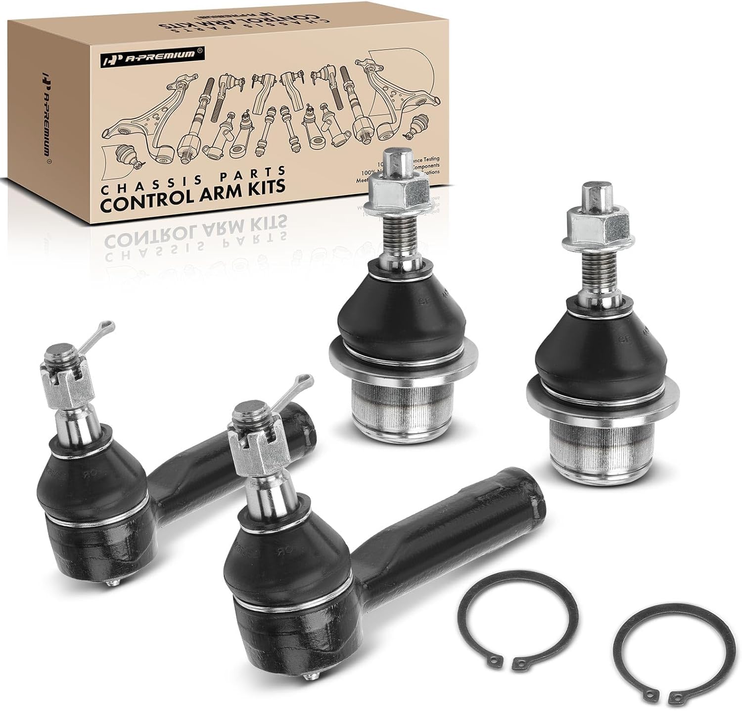 A-Premium Set of 4, Front Lower Ball Joint, Outer Tie Rod End, Compatible with Ford F-150 2004-2008, Lincoln Mark LT 2006-2008