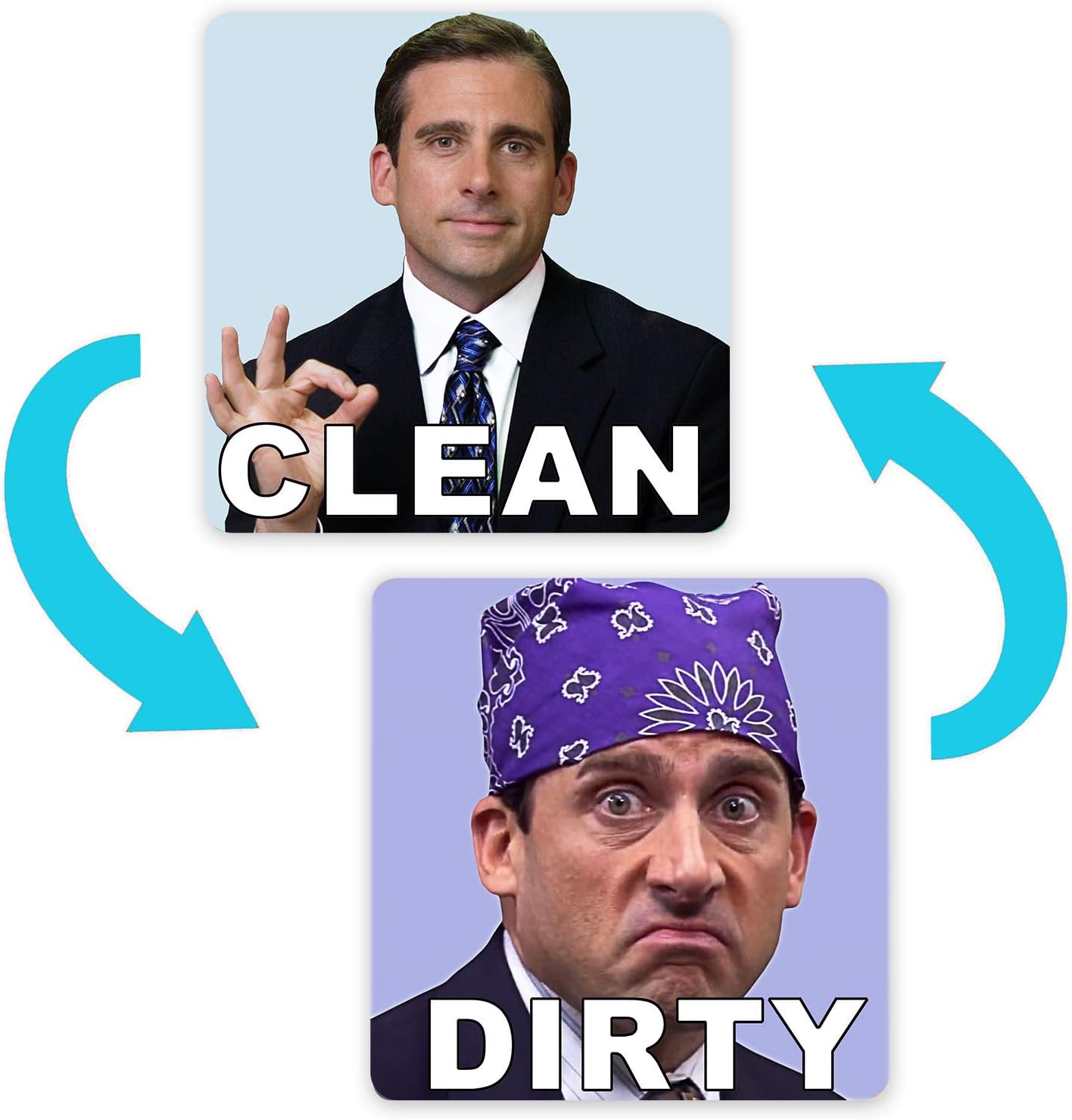 Michael Scott Prison Mike Dishwasher Magnet Clean Dirty Sign Sticker Strongest Magnet Double Sided Flip with Metal Magnetic Plate Universal Kitchen Dish Washer Reversible Indicator