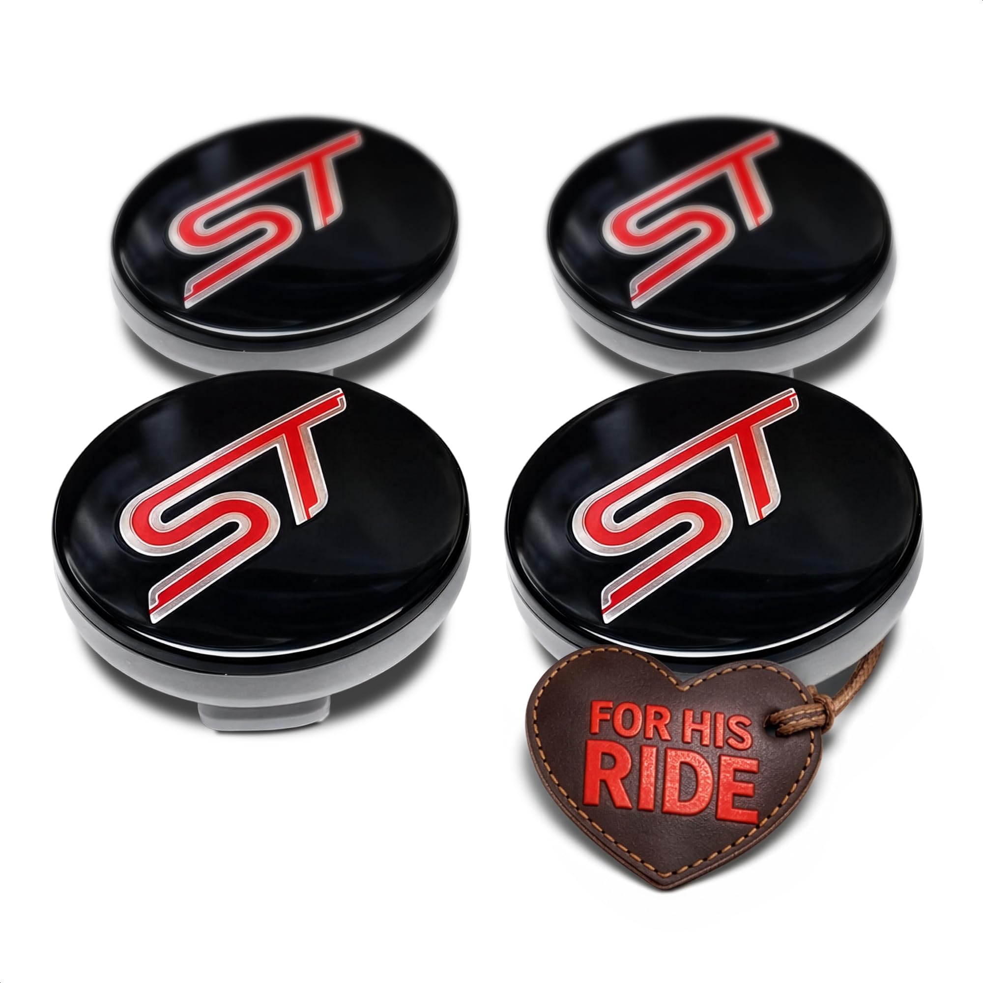 Reluen Luck16888 4PCS 54MM ST Racing Black RED Center Wheel HUB CAPS Emblem Cover CP9C-1A096-AA