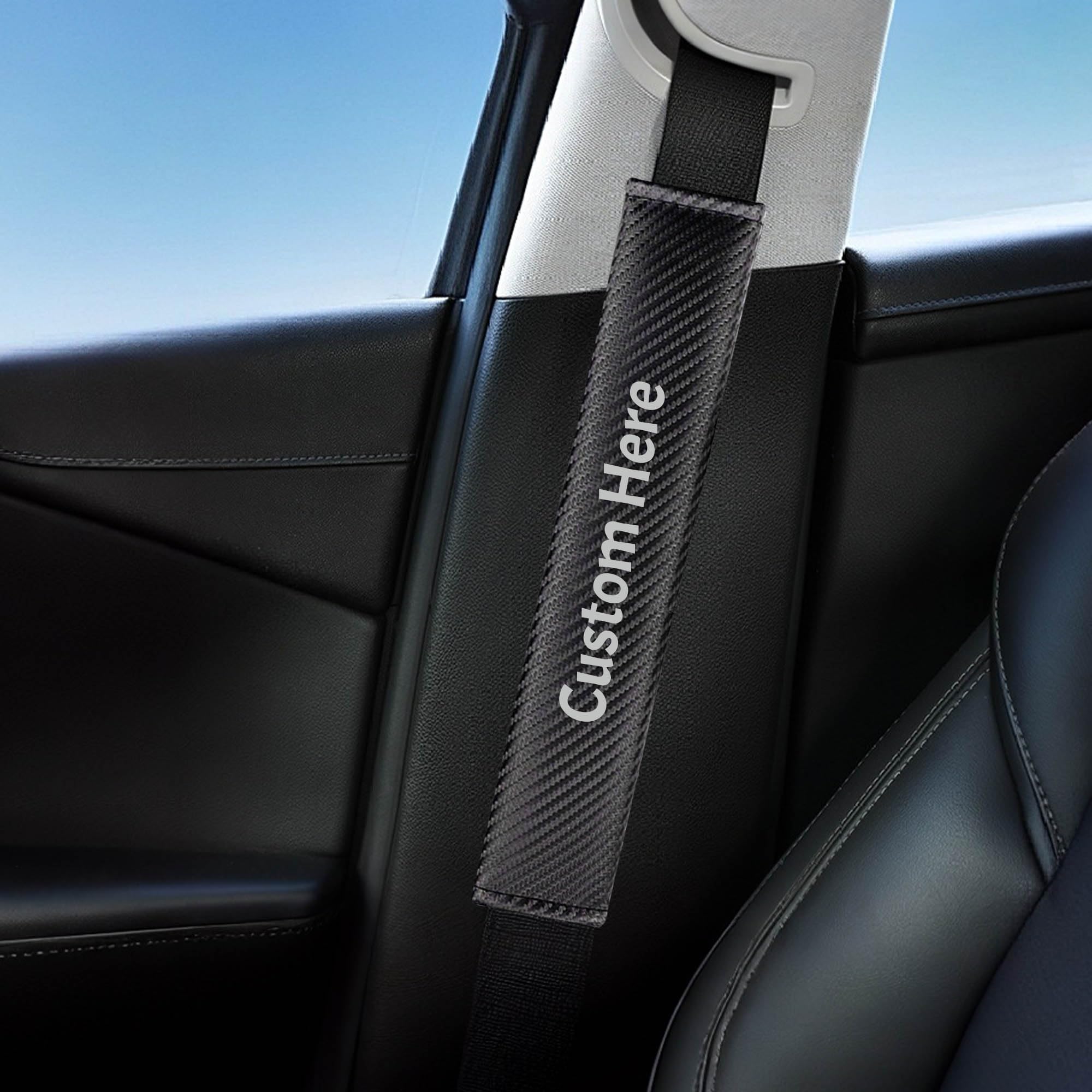 Carbon Fiber Seat Belt Cover Pad, Soft Cushion for Car Seat Straps, 11.8 Inch Universal Fit for Adults and Children