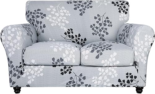 Miniatura 18 de SearchI Funda Elástica para Sofá con Estampado Fundas para Sofá, Patrón Floral Funda para Sillón de 2 Piezas con Funda de Cojín de Silla Separada,
