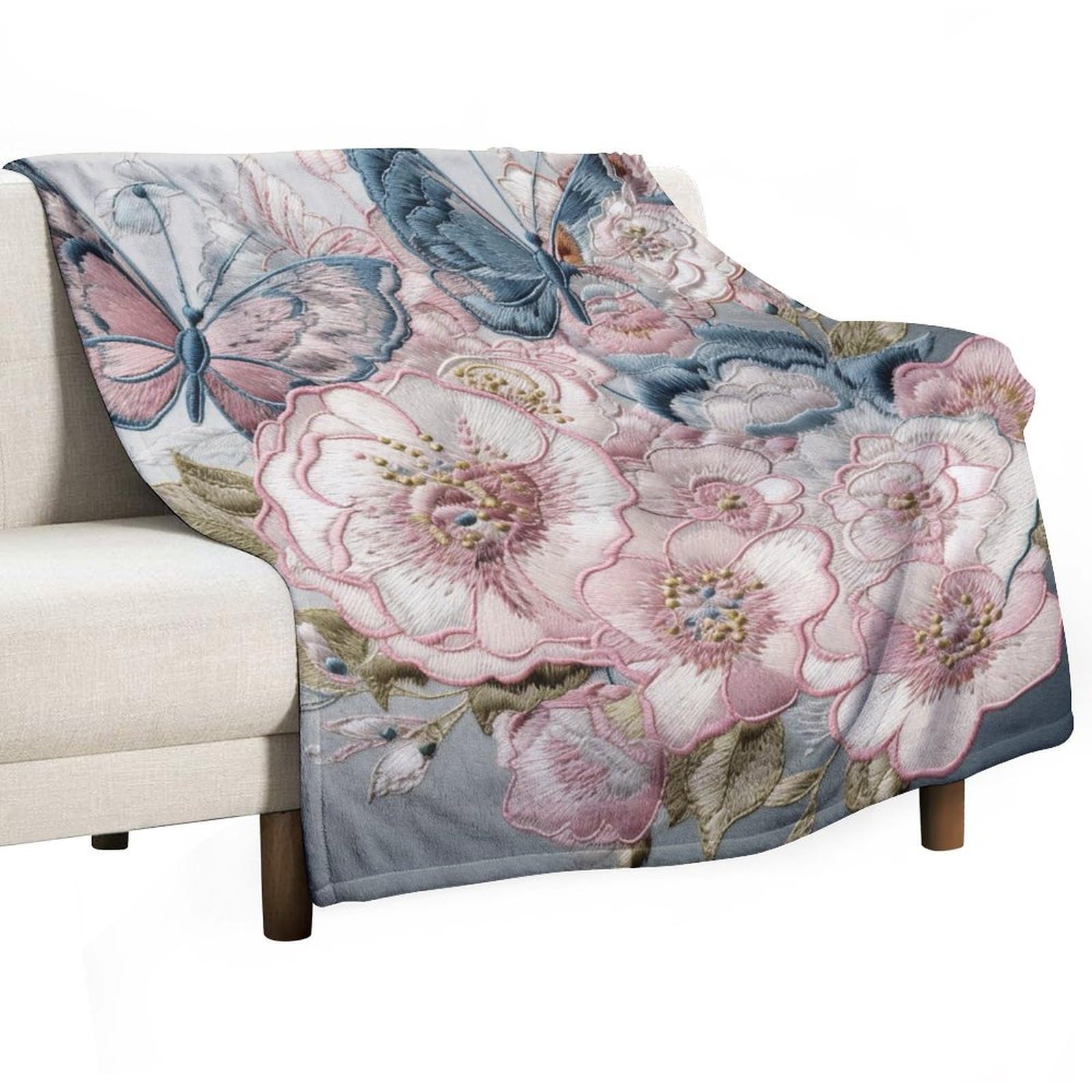 Couverture en flanelle papillon 150x200 cm plaid léger toutes saisons
