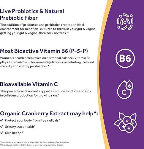 Miniatura 4 de Doctor's Recipes Probióticos para mujeres, 100 mil millones de UFC, 18 cepas probióticas, prebióticos, arándano, P-5-P y VC, apoyo vaginal,