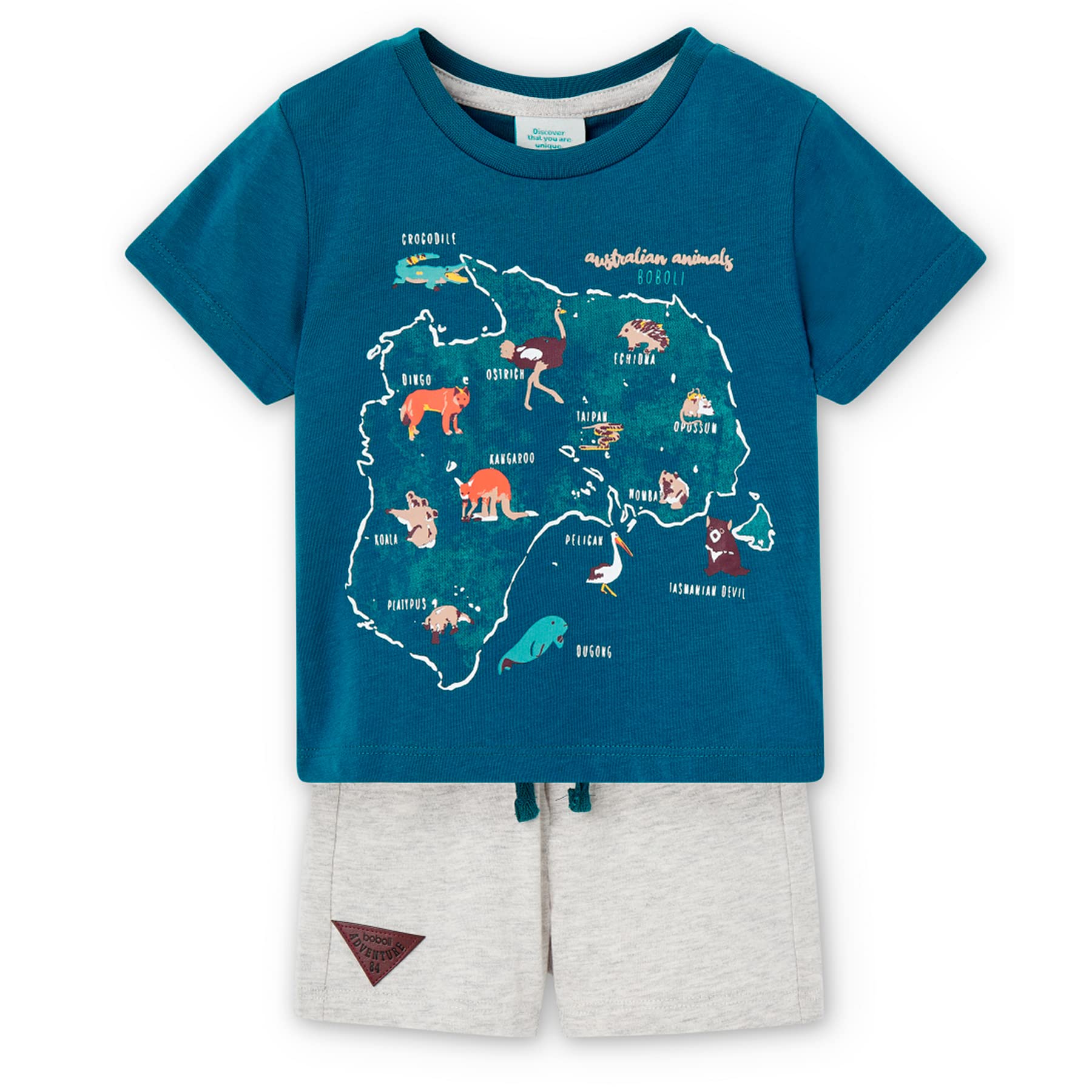 boboli Chandal Niño Verano – Conjunto Deportivo Niño – 100 Algodón - Conjunto Verano Niño – Camiseta manga corta y Pantalon corto para niño - Ropa de bebe niño de 1 años a 4 años