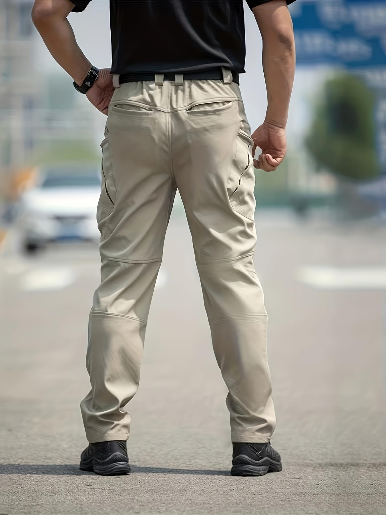 Pantalones cargo para hombre, primavera, otoño, multibolsillos, tela microelástica, resistentes al desgaste, pantalones de senderismo al aire libre — view 2