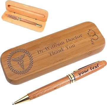 AOK Doctor Gift for Men Woman, Personalized Doctor wood pen +wood box, Medical School Graduation Gift, Doctor Appreciation Gift Bamboo