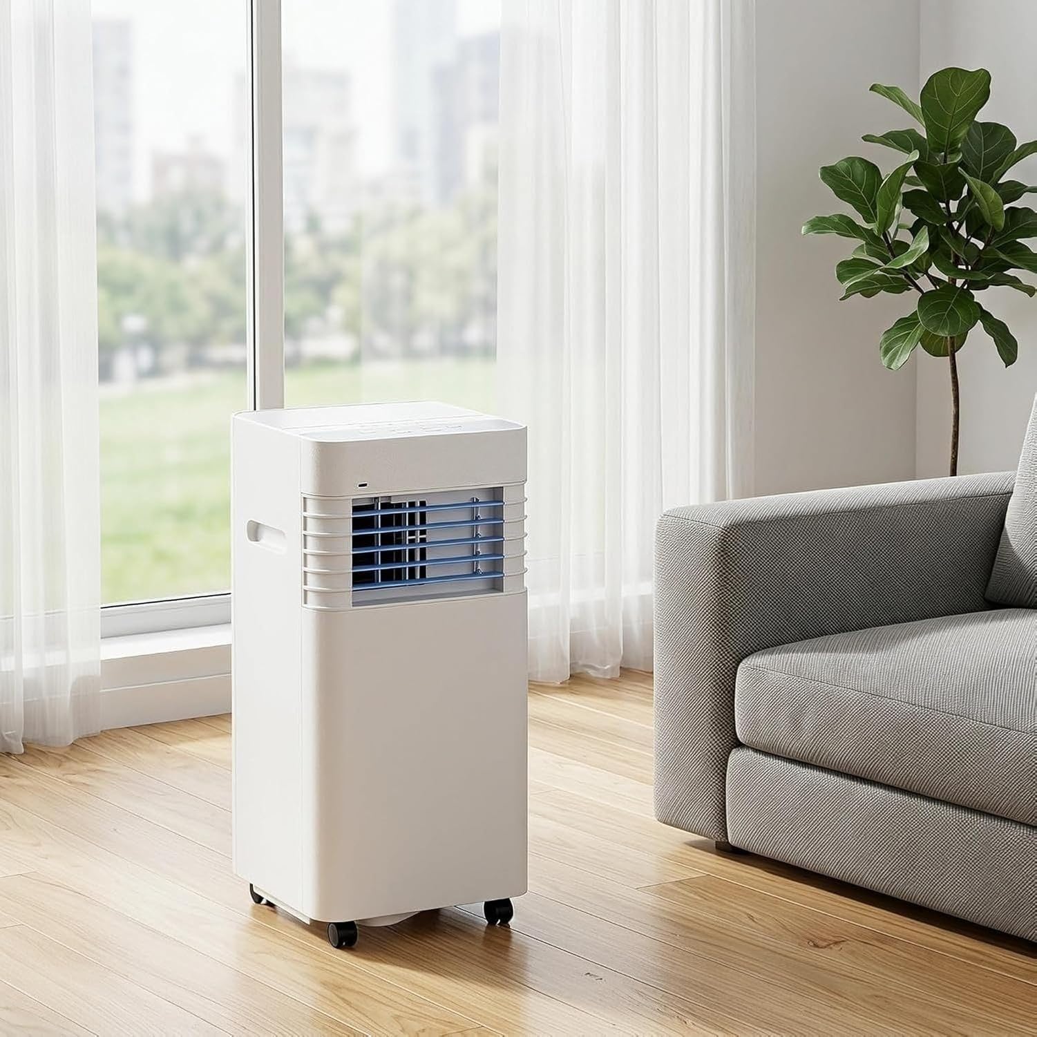 Climatizzatore Portatile 14000 BTU Silenzioso Low Cost, 2 velocità, Timer 24H, Deumidificatore per Ambienti Grandi, Kit Finestra Incluso, Spina, 5000 Btu, 5000 BTU