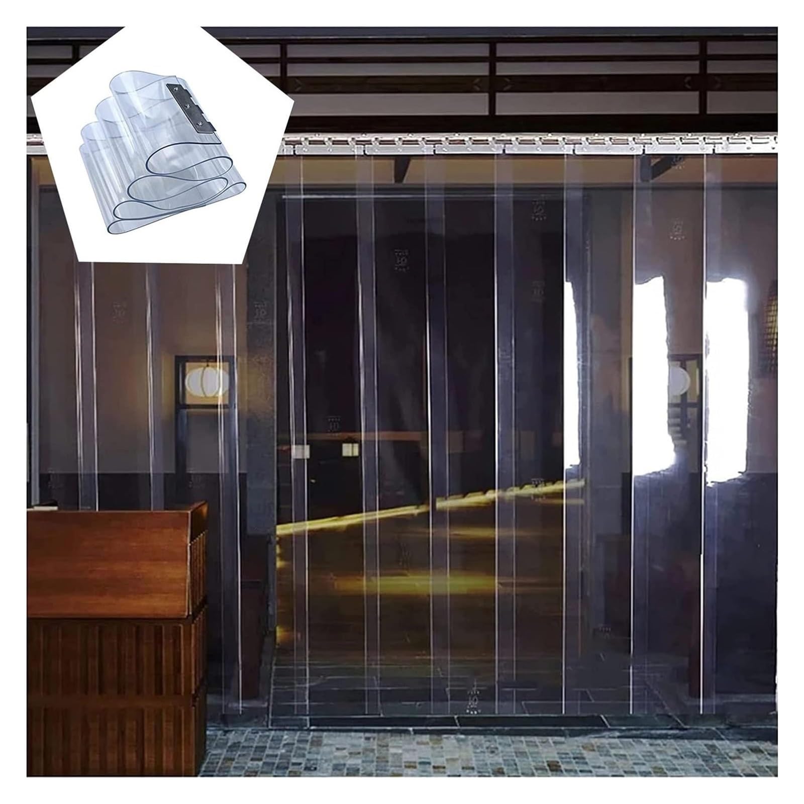 YXEHZ Plastic Vinyl Strip Door Curtain Strip Curtain Smooth Waterproof Hurricane Shutters Gate Suitable for Supermarkets and Shopping Malls Garages(1.05x2.1m)