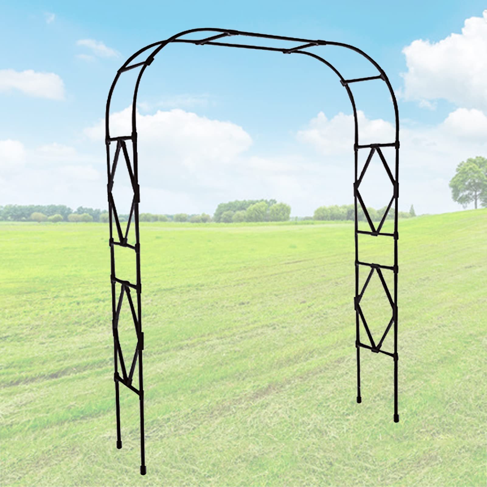 Arche de jardin extérieure blanche et pergola métallique pour rosiers