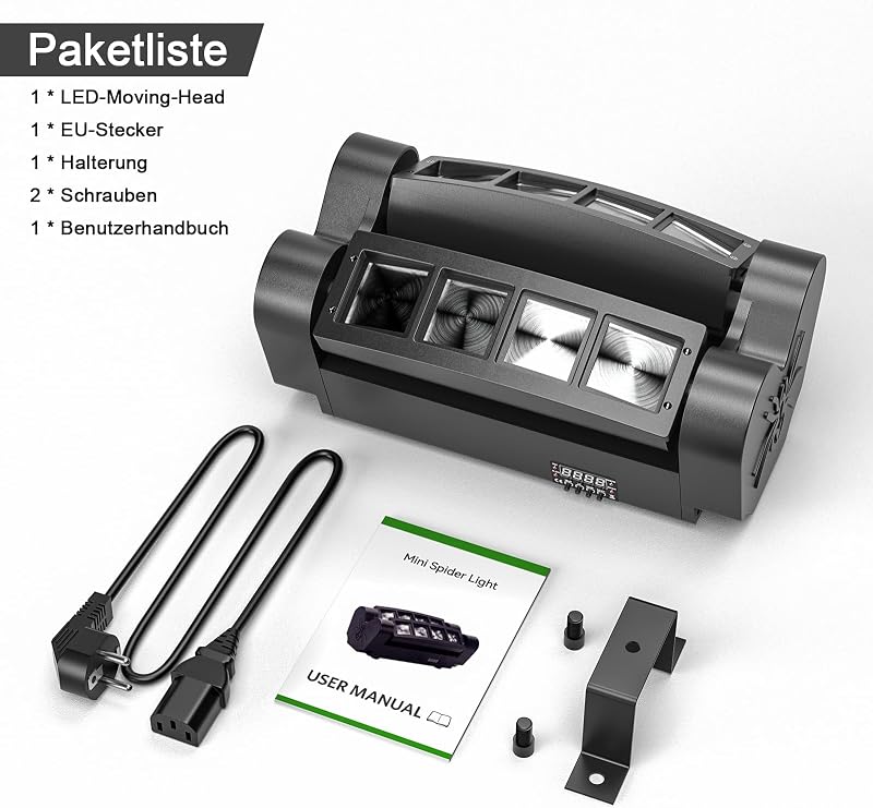 U`King Spider Moving Head 8x10W RGBW LED Fénysugár DMX Diszkó Színpadi Lámpa