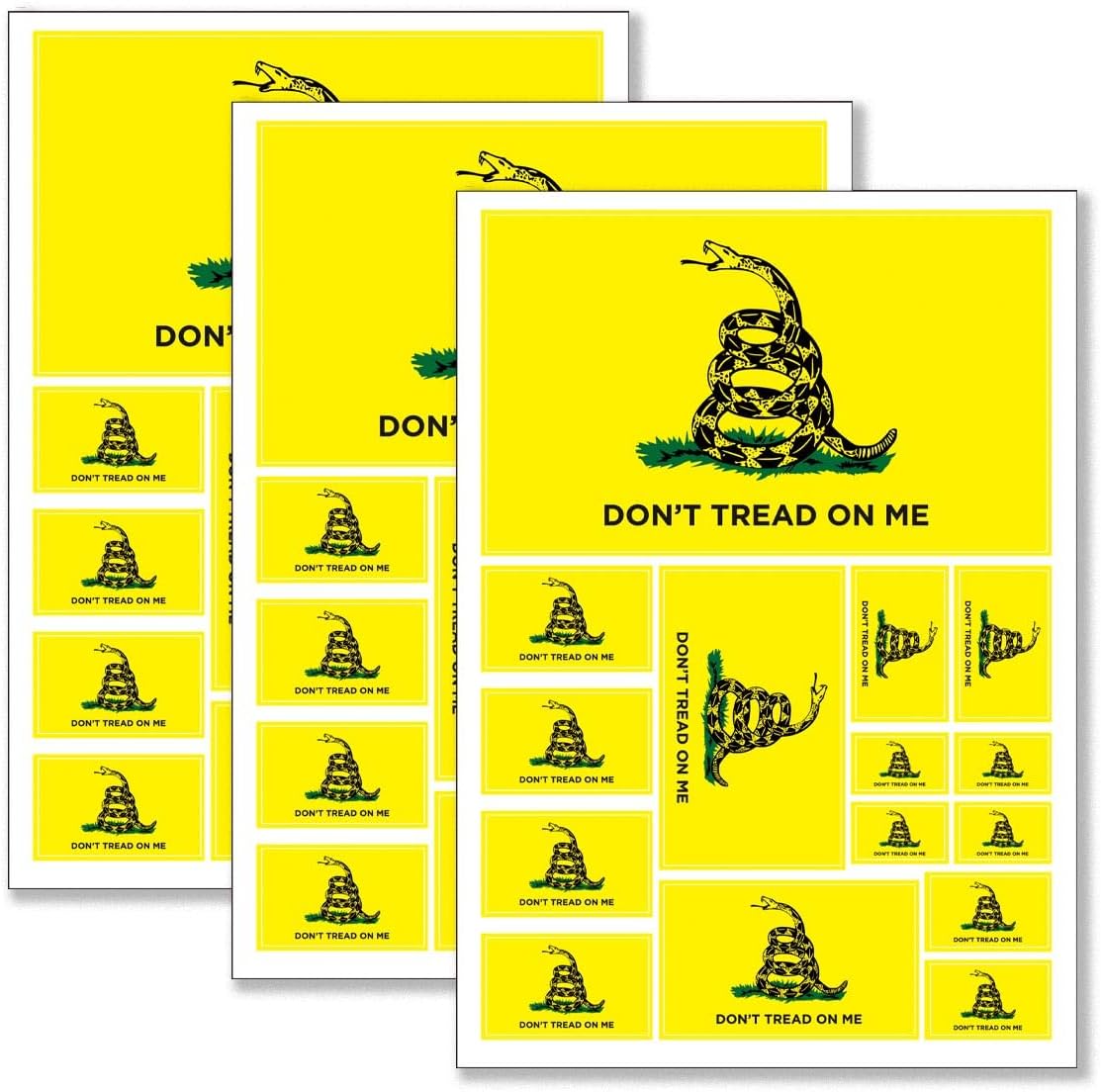 QQSD Dont Tread on Me Gadsden Flag Sticker Decal in Multiple Sizes, 3 Pack, 11.7 x 8.3 Inches