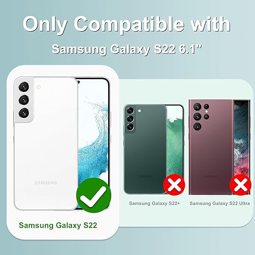 Miniatura 7 de Fiyart Funda para Galaxy S22 5G, diseño de corazones de amor, funda protectora delgada con soporte, correa para la muñeca, protección para la