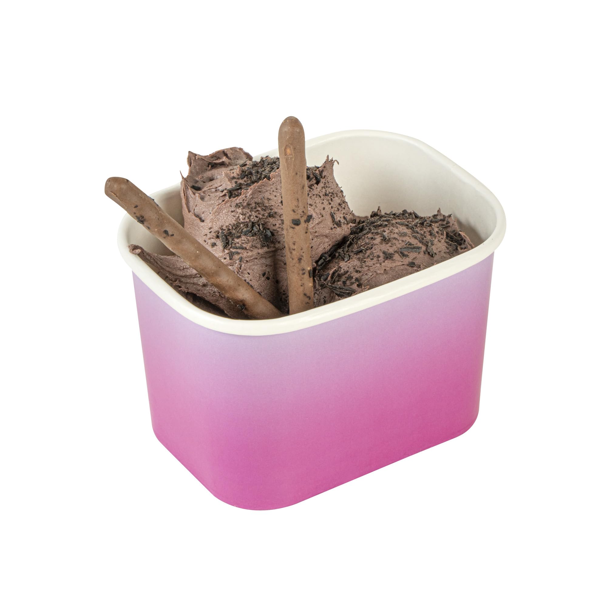 Restaurantware Paper Cups 200 Count 12 Ounce Square Disposable Ice Cream Containers, Leak-Resistant Paper Dessert To Go Cups, Hot And Cold Food, Durable Purple And Blue Ombre Design