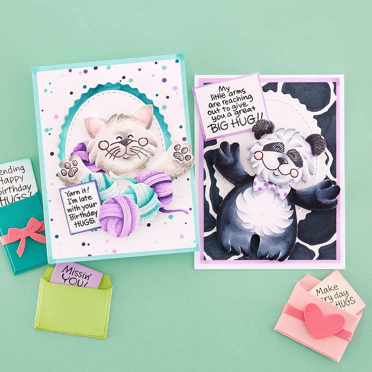Spellbinders STP-201 Stampendous Kitty Hugs Faces and Sentiments Clear Stamp Set from The Stampendous Hugs Collection