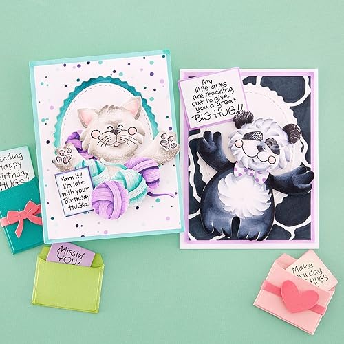 Miniatura 6 de Spellbinders STP-201 Stampendous Kitty Hugs Faces and Sentiments - Juego de sellos transparentes de The Stampendous Hugs Collection