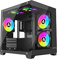 Vista 9 de Apevia Prism-WH Prism Micro-ATX Caja de PC de Juego Cubo con 5X Ventiladores ARGB de 120mm, 366 Modos RGB, Paneles de Vidrio Templado Dobles