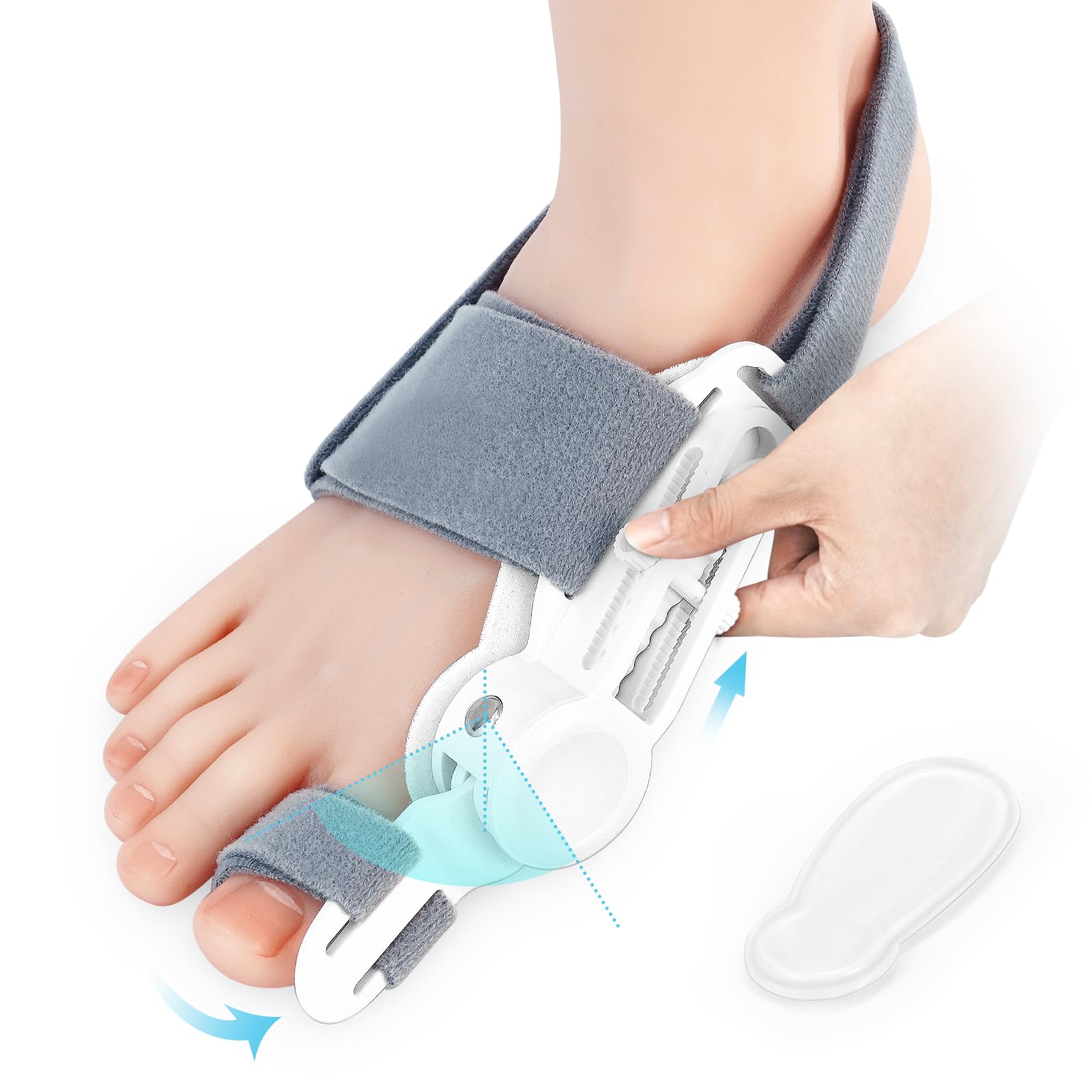 Bunion Corrector for Women and Men Big Toe, Adjustable Bunion Splint with Non-Slip Strap for Bunions Correction, Big Toe Straightener Corrector with Silicone Pad Suitable for Left/Right Feet