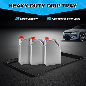 3-Pack Oil Drip Pan for Under Car 26.8x20.5 Large Flexible Oil Trays with Spill Mat, Reusable Car Oil Drain Pan, Heat Resistant Floor Catcher for Auto & Home Use