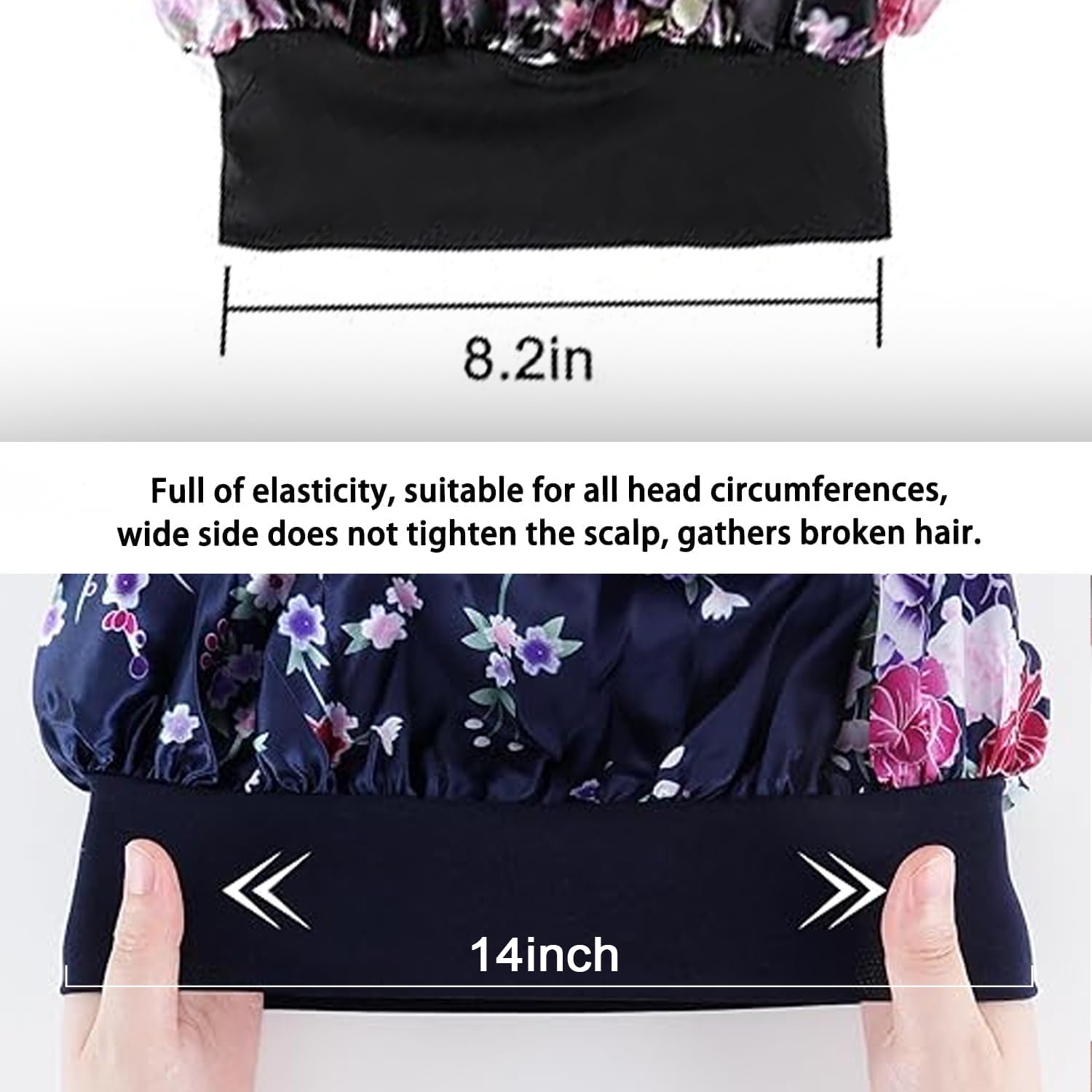 WUBAYI Silk Bonnet & Night Sleeping Cap - 3 Pcs Soft Satin Bonnets for Sleep Care Curly Hair Protection (Blue & Black & Red) - Image 2