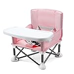 PandaEar Portable Baby Seat Travel| Compact Fold with Straps for Indoor/Outdoor Use| Great for Camping, Beach, Lawn |Toddlers, Kids, Boys, Girls (Pink)