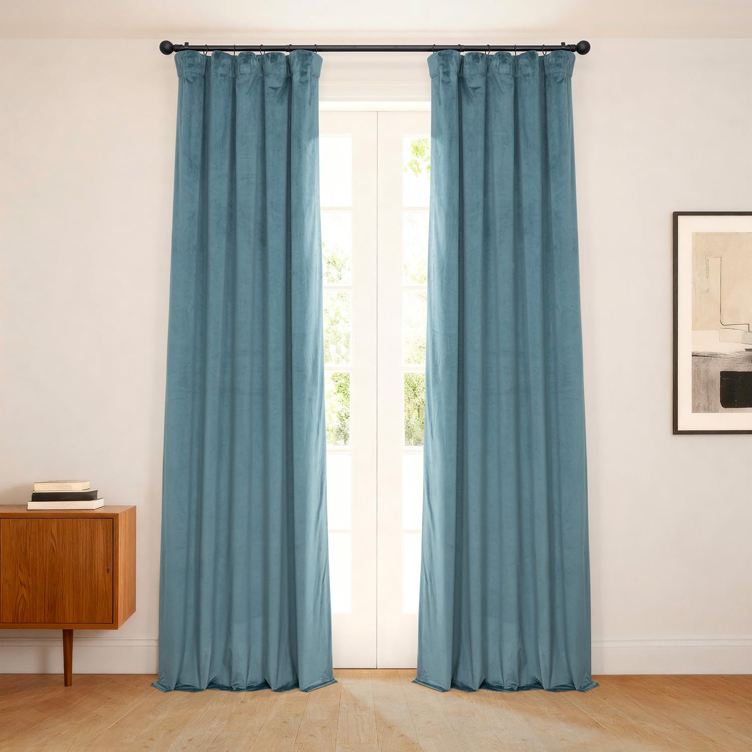 HPD Half Price Drapes Heritage Plush Velvet Curtains 84 Inches Long Room Darkening Curtains for Bedroom &amp; Living Room 50W x 84L, (1 Panel), Denmark Blue