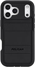 Pelican Voyager iPhone 17 Pro Max Case [Compatible with MagSafe] Rugged Phone Case w/ 24ft Military-Grade Drop Protection - Heavy Duty Phone Cover w/Belt Clip Holster for iPhone 17 Pro Max - Black