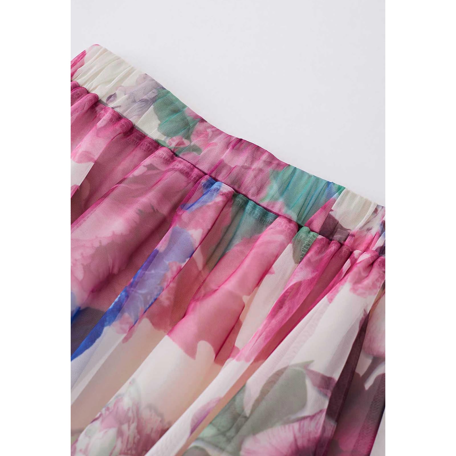 CHICWISH Damen Tanzen in Blumen Doppellagiger Mesh Tüllrock
