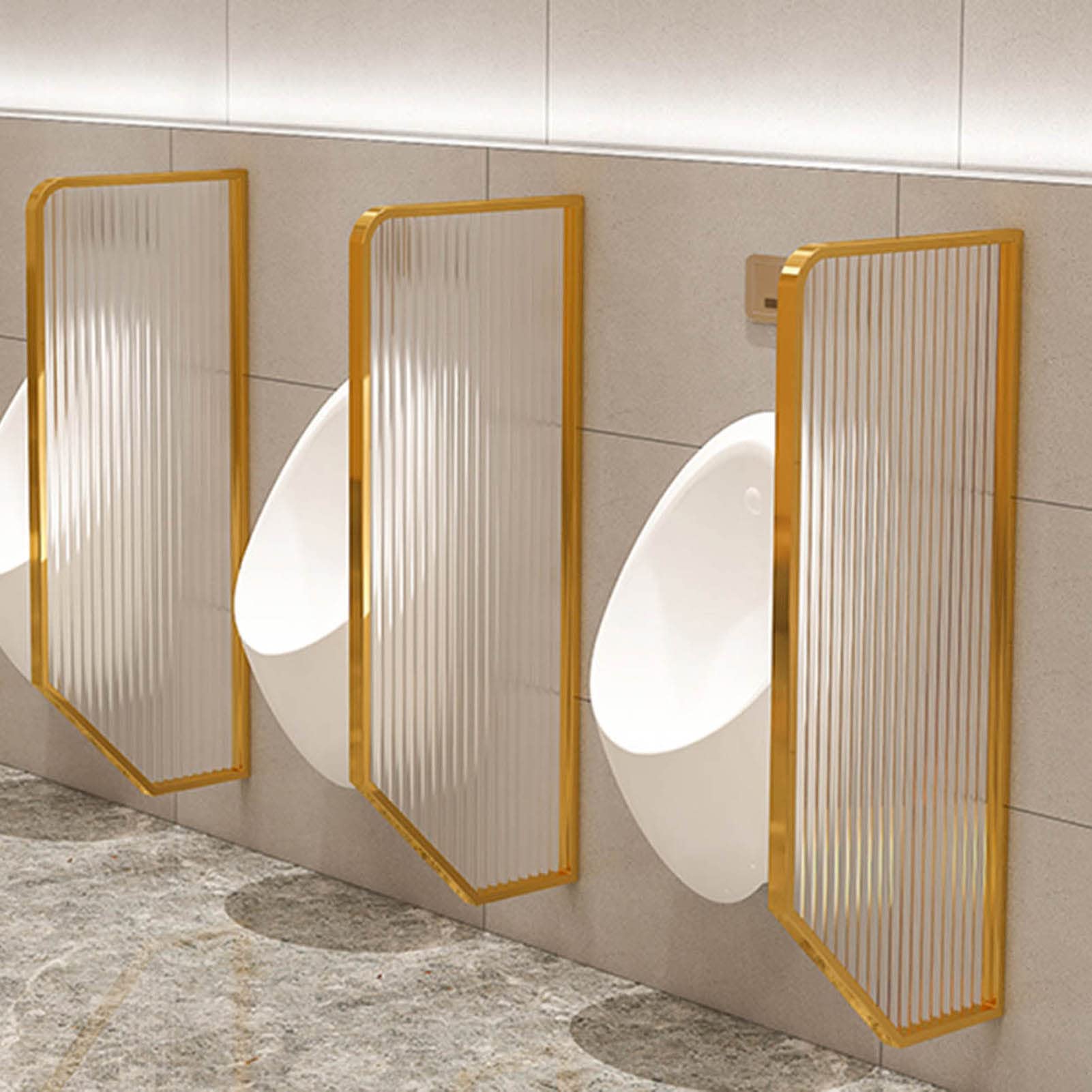 MESOVFCA Wall-Mounted Men Urinal Privacy Screen,Modern Business Public Restroom Urinal Partition Divider Screen Toilet Partition (Gold 3 Piece) (Gold 3 Piece)