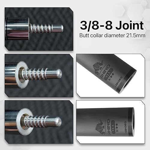 Miniatura 3 de RHINO - Taco de piscina de carbono de 30 pulgadas  38-8 con eje único, punta, 0.508 in. Deflexión baja, ultra suave, fácil de jugar, cono profesional