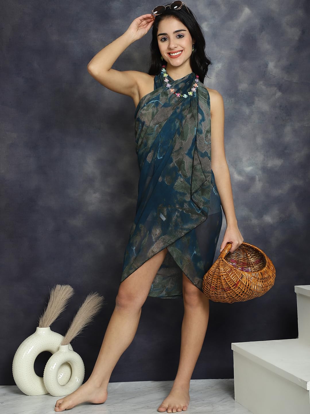 Claura Abstract Printed Swimwear Cover Up Kaftan Dress 4
