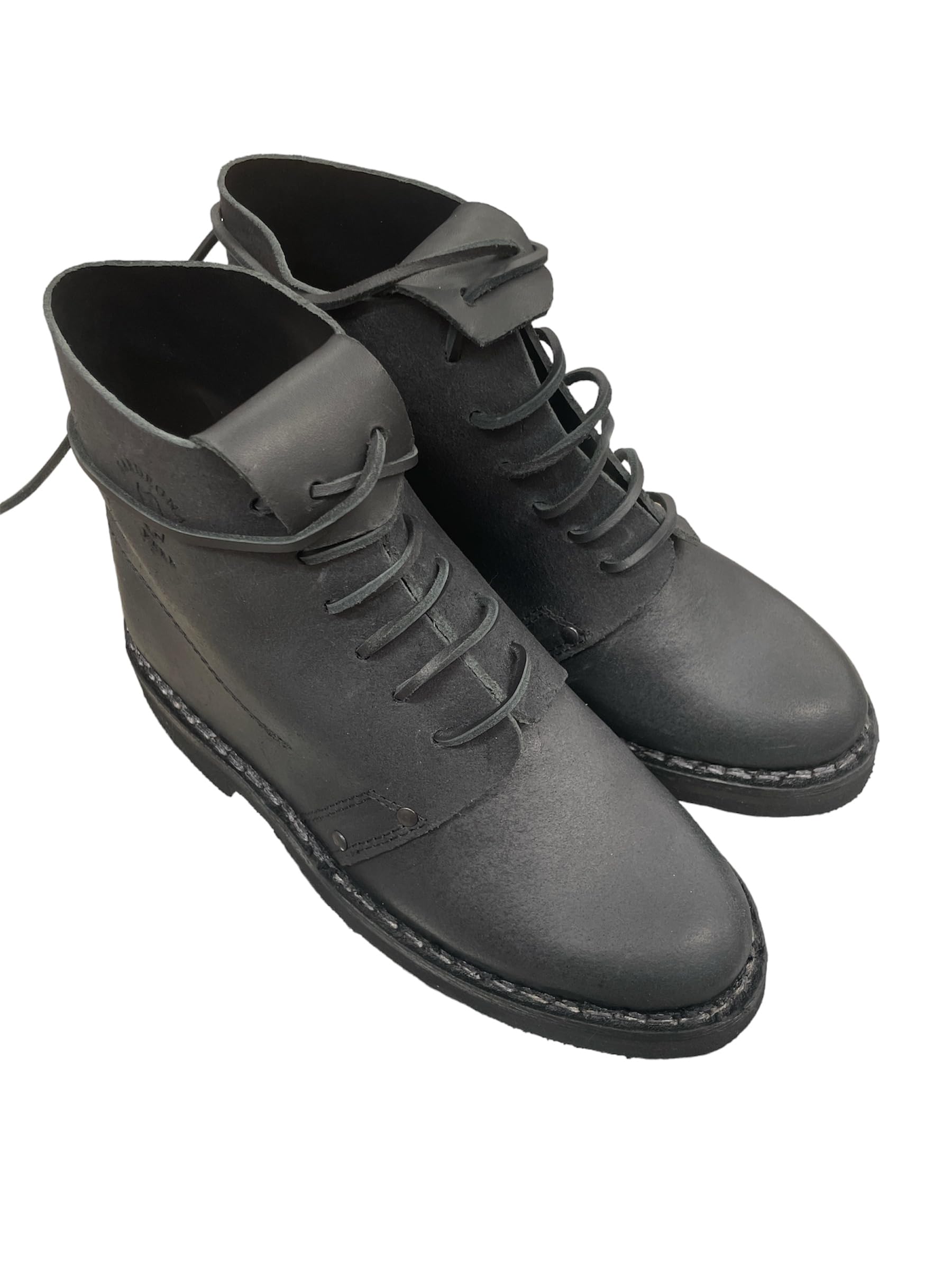 Cosinzos (Cosingius) Cucito. Scarpa da Lavoro/Campagna/Velluto. Pelle Nera. Suola Cucita Liscia. N° 42