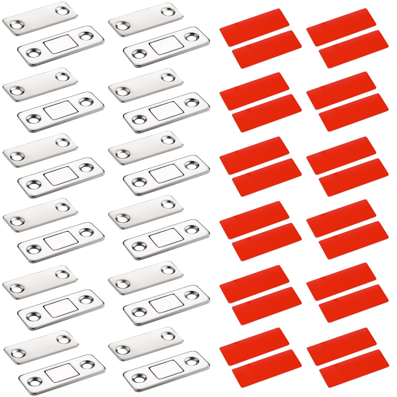 Cabinet Magnetic Catch 12 Packs Ultra Thin Door Magnets Drawer Magnet Stainless Steel Magnetic Cabinet Latches Hardware for Sliding Door Window Kitchen Closet Cupboard Closure Door (12, Silvery)