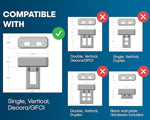 Miniatura 7 de Soporte para cepillo de dientes eléctrico, montaje en pared, compatible con Sonicare con 2 cargadores, se monta solo en una sola toma GFCIDecora.