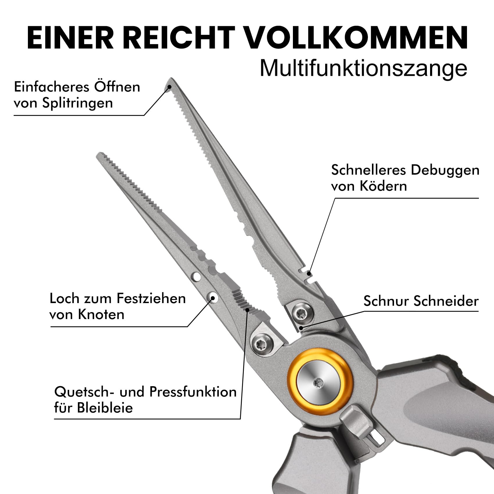 TRUSCEND Angelzange, Haken Lösezange, Hakenlöser Angelzubehör Multifunktionale Angeln Zangen Linie Cutter Angelschere, Aluminium/Edelstahl Angelzange Salzwasser, Angeln Geschenke für Männer