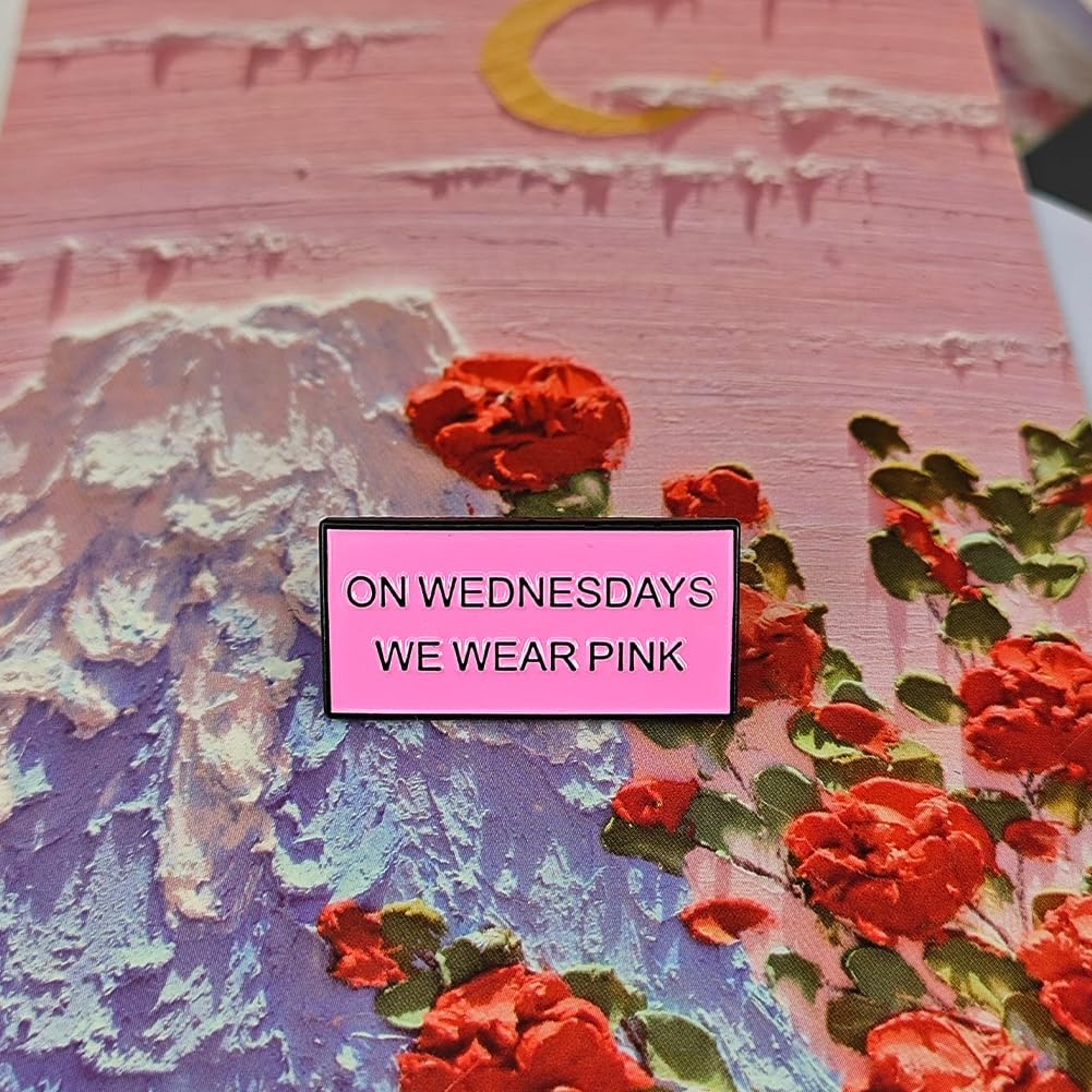 Ficsowy“On Wednesdays We Wear Pink” Enamel Pin - Mean Girls Movie Inspired Quote Badge, Funny Fashion Accessory for Bags & Lapels image 3
