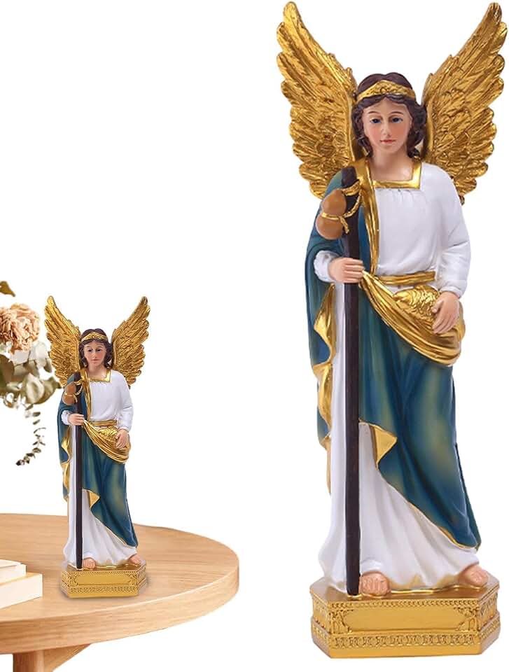 Decoración De Mesa De Ángel - Estatua De Resina De San Rafael Arcángel | Figura Navideña para Suministros Festivos para Gabinetes De TV, Mesitas De Noche, Estantes, Escritorios