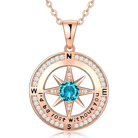 Birthstone Necklace for Wife - Sterling Silver Mom Jewelry Gifts