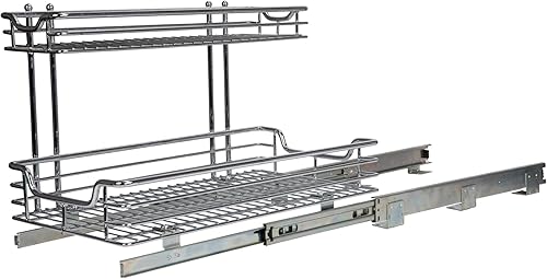 Miniatura 10 de Household Essentials Glidez - Organizador de almacenamiento multiusos de acero cromado extraíble y deslizante para uso debajo del fregadero o debajo