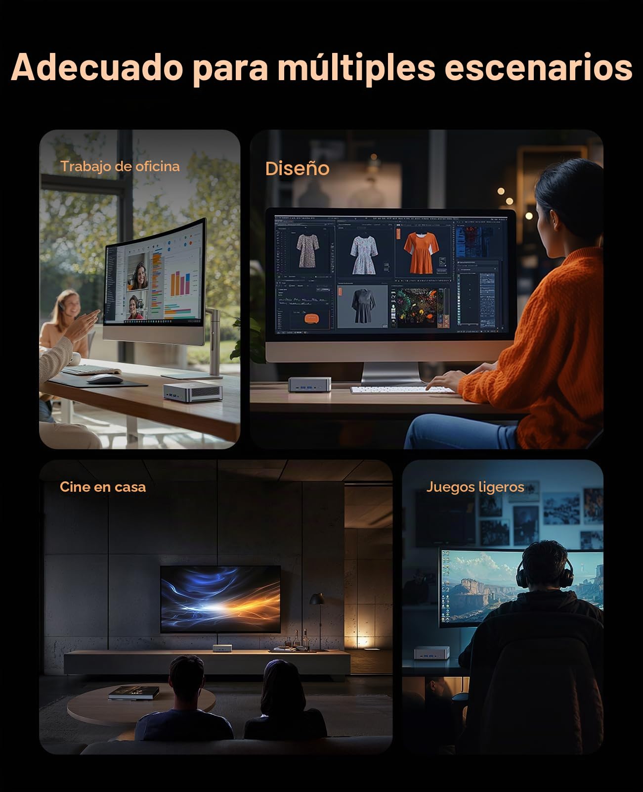 NiPoGi AM21 Mini PC Ryzen 9 6900HX(hasta 4,9 GHz,8C/16T),16GB DDR5 4800MHz/512GB M.2 NVME SSD Mini Ordenador 𝖶-11 Pro, 4K@60Hz Quad-Screen-Display USB4+Type C+HDMI*2,Wifi6/BT5.2 Micro PC Gaming