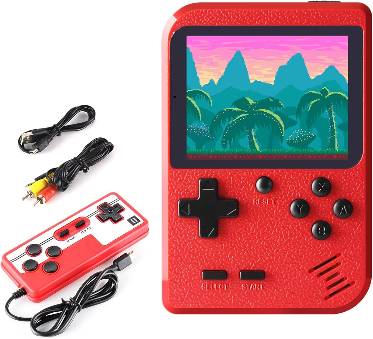 Portable Game Console, Retro Games Console for Kids Adults, 3.0-Inches Screen Handheld Game Console with 500 Classic Games, Supports for Connecting TV & Two Players, Gifts for Boys Girls Adult