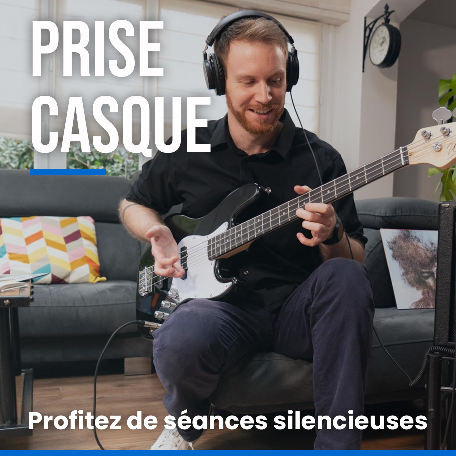 Woodbrass GB820 Amplificateur Combo pour Basse Électrique - Ampli 20W idéal pour Bassiste débutant et Amateur - Compresseur, Prise Casque et AUX